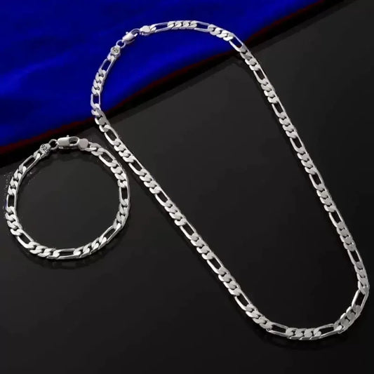 NobleFine 925 Silver Set – 4mm Premium Chain Necklace & Bracelet