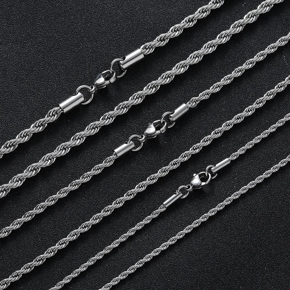 Stainless Steel Rope Chain – Waterproof, Non-Fading & Fashion Design