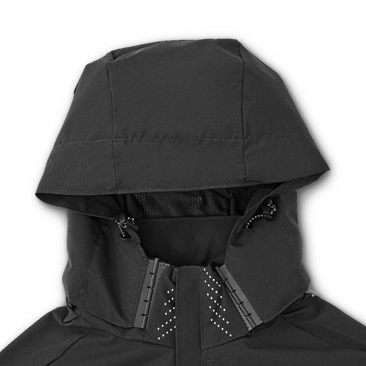 Black Waterproof Softshell Jacket with Hood for Men