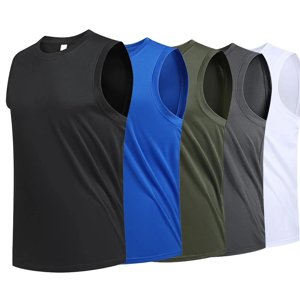 Men’s Sleeveless Sports Shirt – Ice Silk, Quick Dry & Plus Size