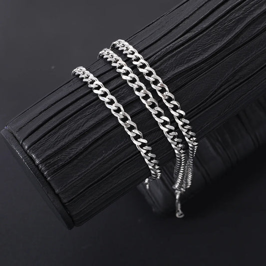 UrbanCuban 2pcs Chunky Stainless Steel Chain & Bracelet Set