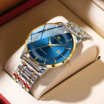 Men’s Luxury Watch – Stainless Steel, Rhinestone & Quartz Movement